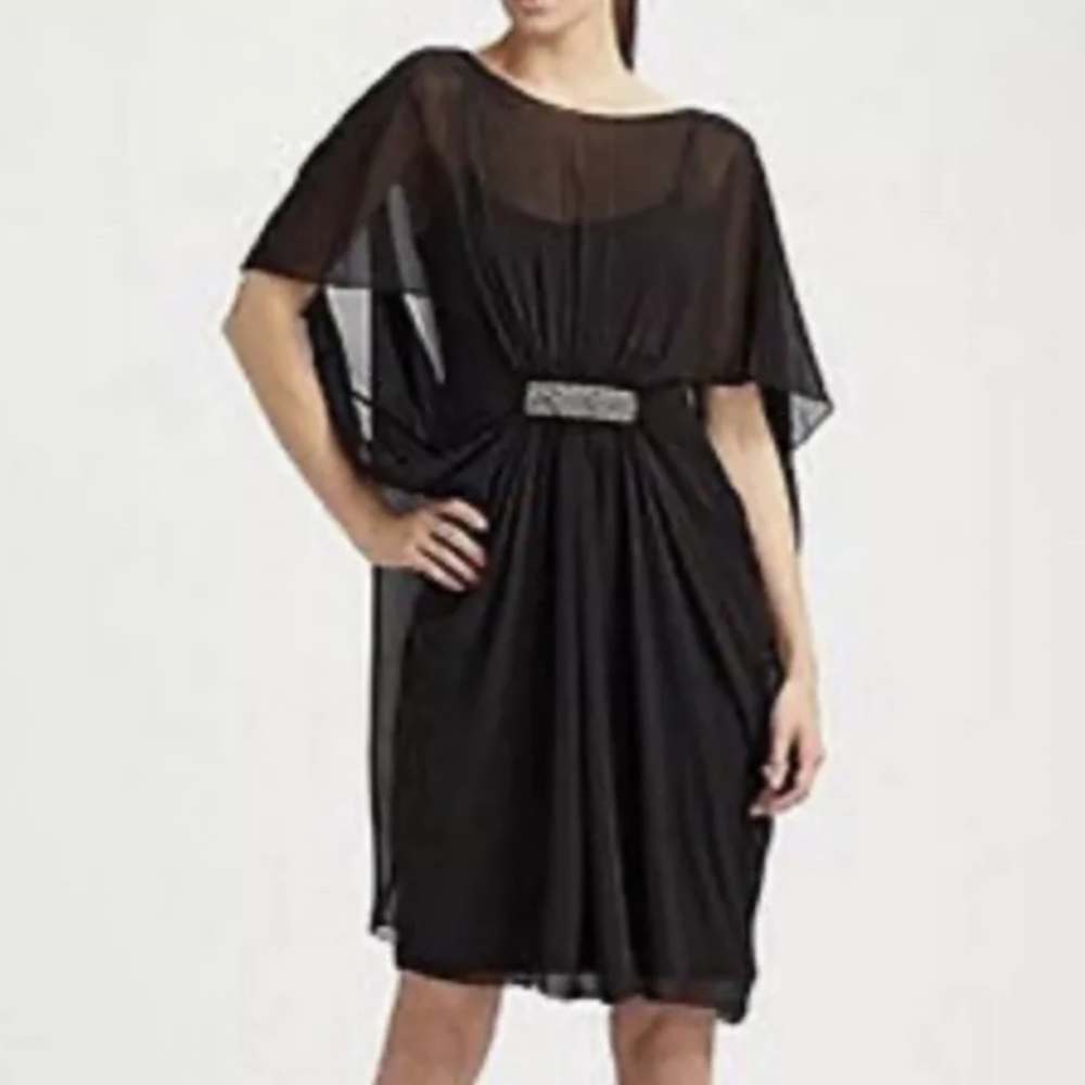 Rickie Freeman by Teri Jon Women's Black Silk Jewel Midi Dress Size 14 $440 MSRP - Picture 1 of 16